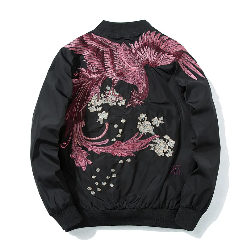 

Spring Chinese style Embroidery Baseball Jacket For Men Coats Fashion Hip hop Mens Coat Autumn US Size