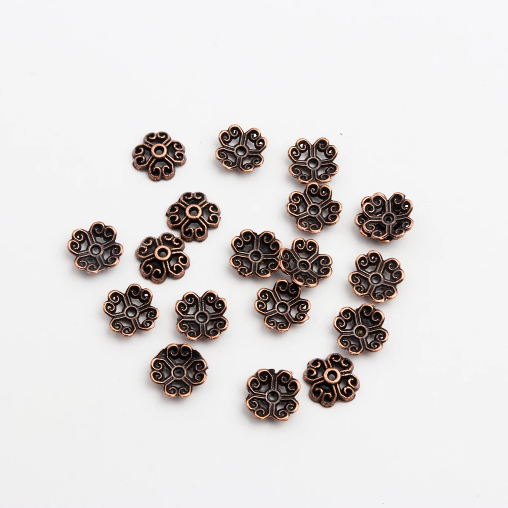 50 Stück Antikes Kupfer Silber Bronze Gold Vier Blütenblätter mit Löchern Form Coherer Spacer Legierung Perlenkappen für Schmuck DIY handgefertigt – Detail 10
