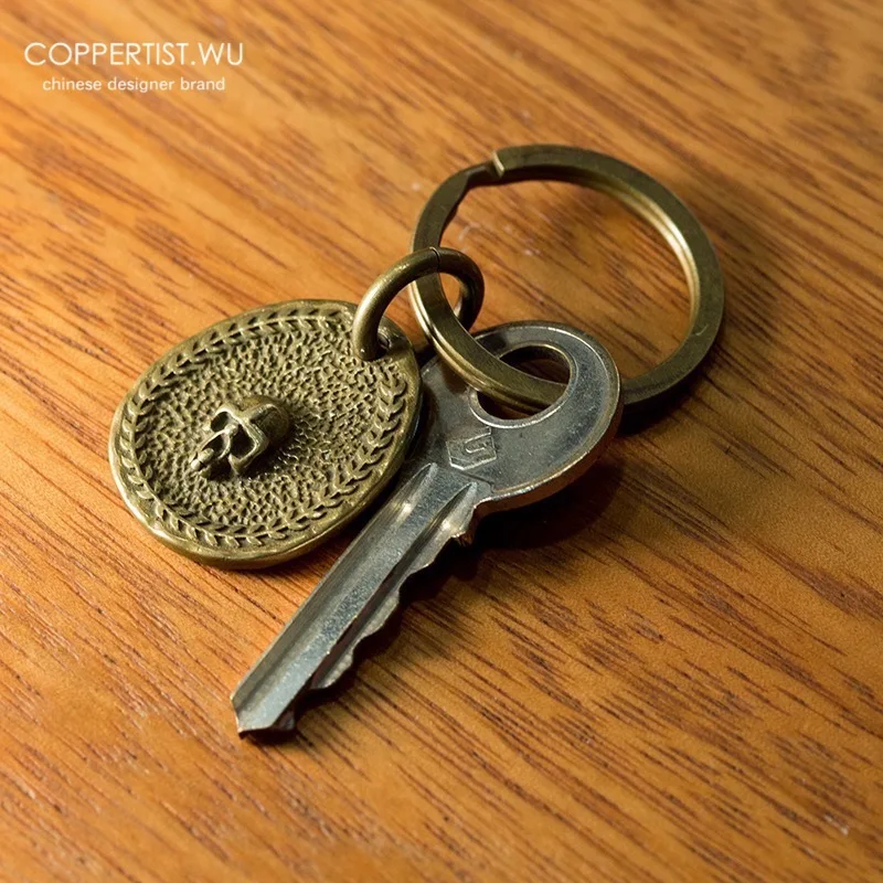Coppertist. Wu латунь ручной работы винтажный череп брелок со скелетом Ретро стиль панк