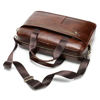 

leather men's Briefcase vintage business computer bag fashion messenger bags man shoulder bag postman male Handbags