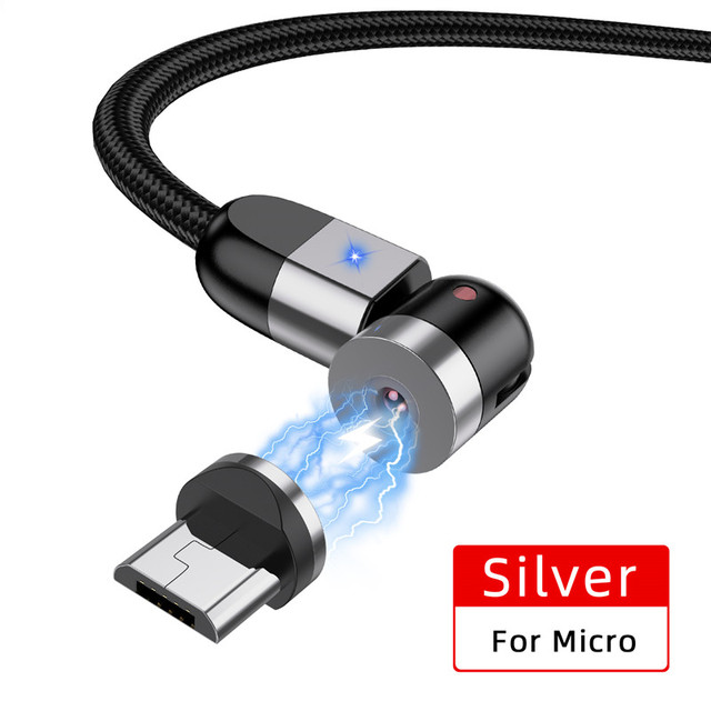 2m LED 540 Rotate Magnetic Cable Micro Type C Phone Cable For iPhone12 Pro XS Max Samsung Xiaomi USB C Cord Wire Cable