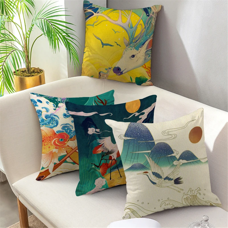 

Colorful Abstract Style Short Plush/Peach Skin/Linen Pillows Cover Sofa Bed Decorative Pillows Case Home Decoration