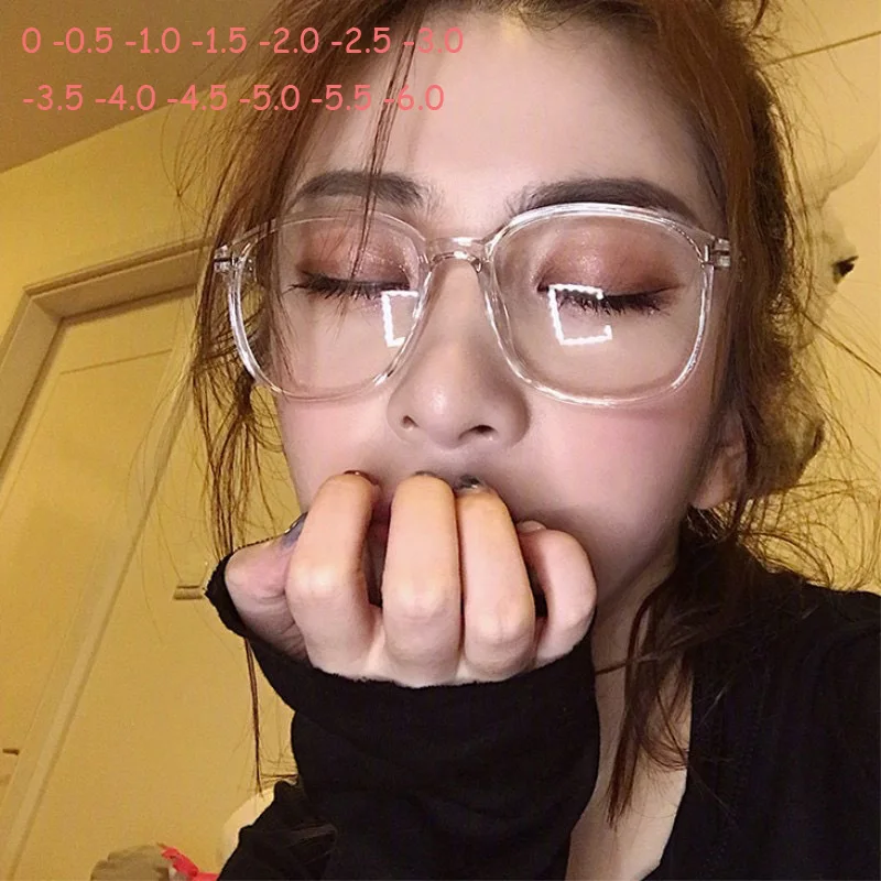 Прозрачная оправа, очки для близорукости, женские Овальные близорукие очки, очки для чтения, степень 0-1,0 до-4,0-4,5-6,0
