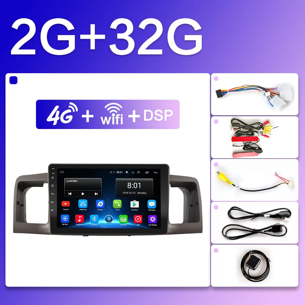 2.5D экран Android8.1 автомобильный мультимедийный плеер dvd gps авто радио для toyota Corolla E120 e 120 BYD F3 wifi стерео - Цвет: 4G-SIM-2G-32G