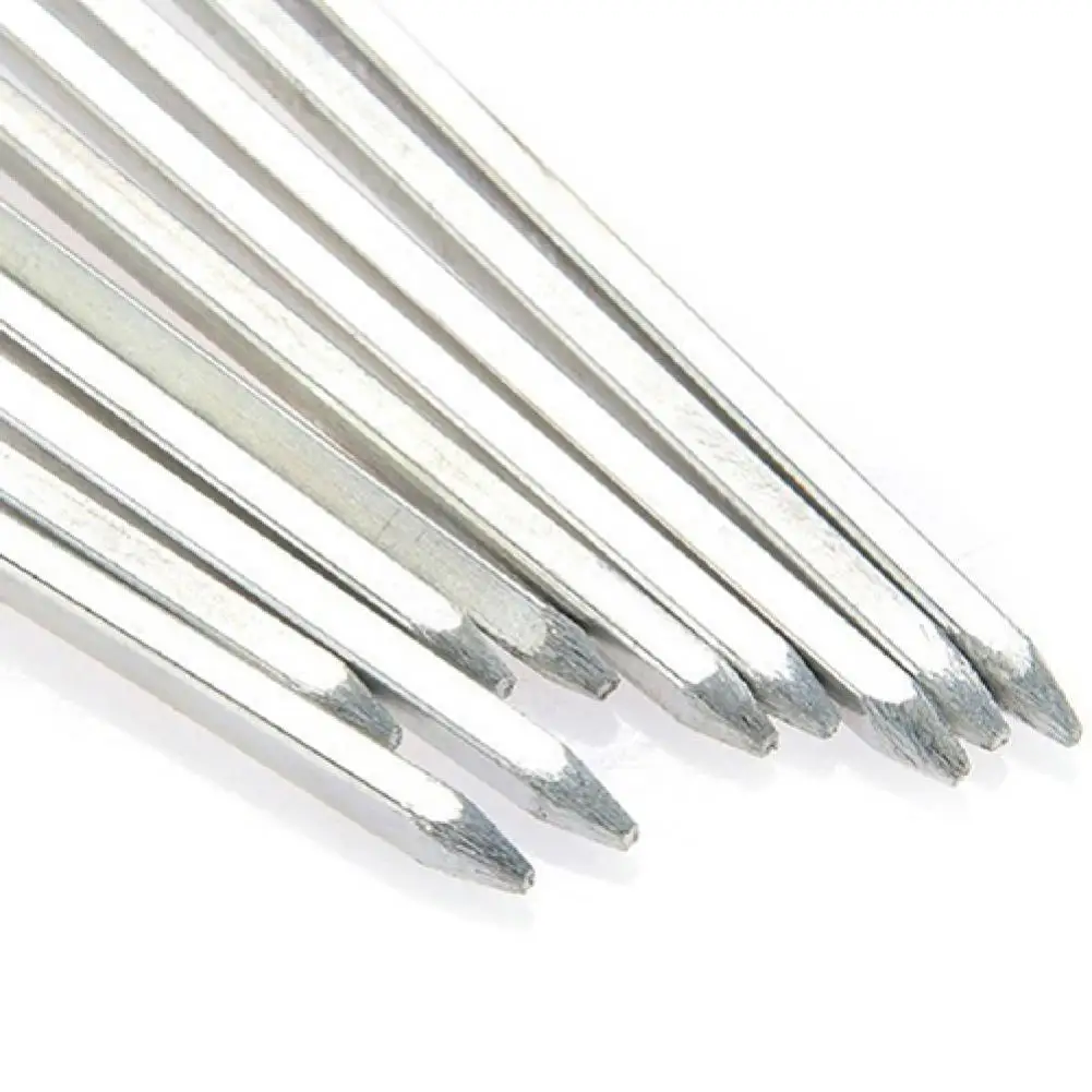 10 Pcs Barbecue Skewers BBQ Stainless Steel Wood Reusable Flat Needle Stick Outdoor Camping Picnic Tools Meat String Grill Fork
