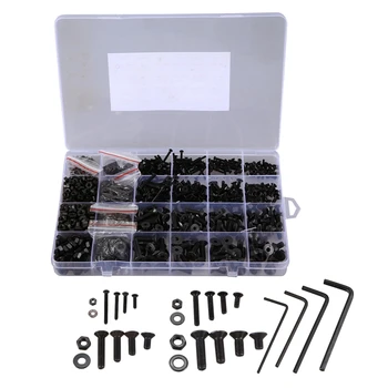 

1220Pcs M2 M3 M4 M5 Alloy Steel Hex Socket Screw Set Flat Round Cap Head Screws Bolts with Hex Wrenches (Black)