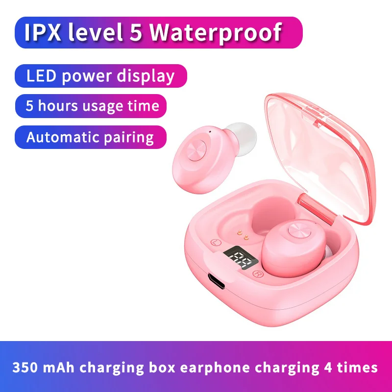 

TWS Bluetooth Earphone Wireless Music Stereo Headphone Outdoor Sport Earpiece Mini IPX5 Waterproof Headset Earbuds