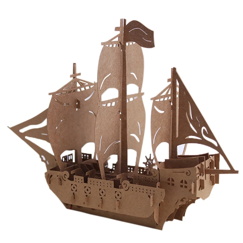  3D Pops Up Card Ship Card Festival Birthday Wedding Invitations Card Holiday Anniversary Greeting C - 4000561143235
