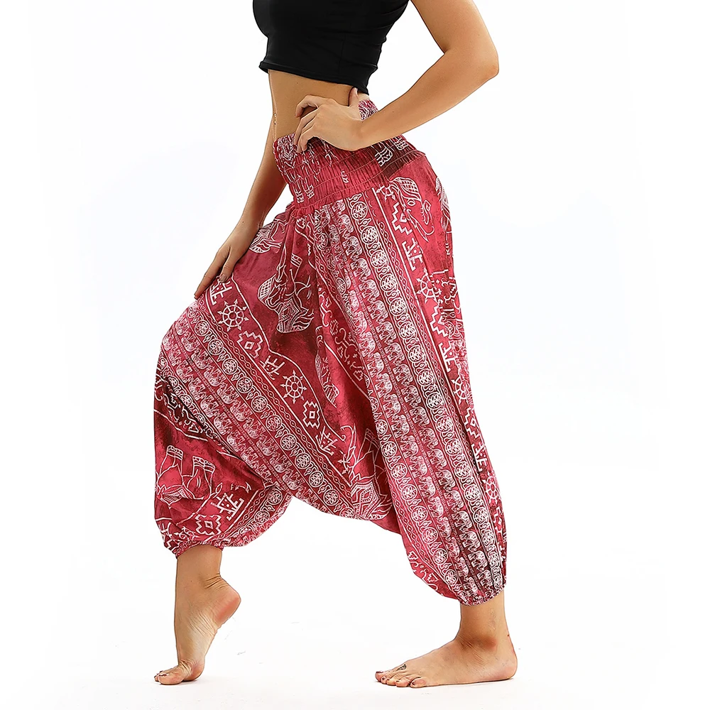 Pantalones Harem Hippie para mujer, ropa Hippy, Boho pantalones deportivos de playa - AliExpress