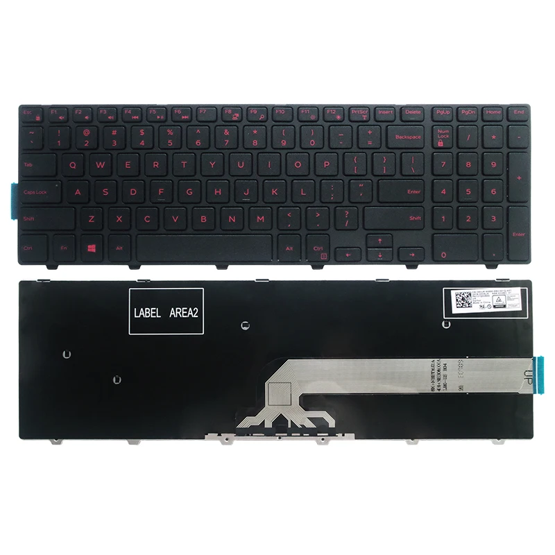 DELL 5547 键盘 US版本 红字 无背光 KBDE5547-A 正反面