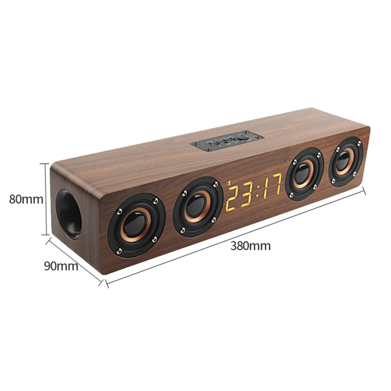 Wooden Portable Clock Wireless Bluetooth Speaker
