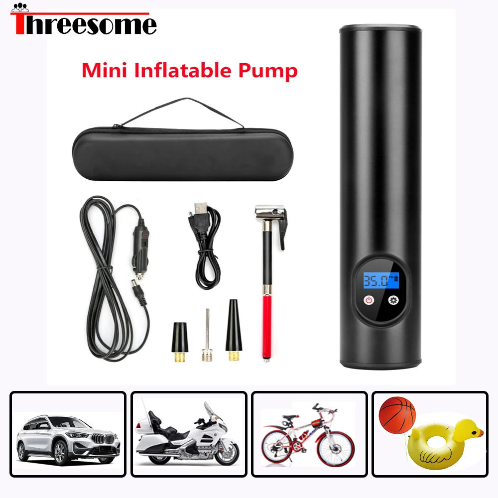 

Tire Inflator Mini Portable Tire Inflation Pump USB 12V Air Compressor for Car Bicycle Tire Basketball Balloon Kayak Inflator