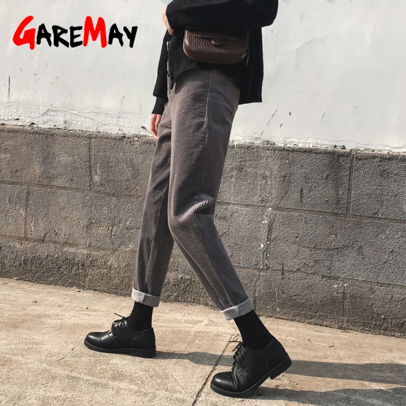 GareMay на осень-зиму толстые вельветовые Штаны для женщин с высокой талией штаны-шаровары Женский, Повседневный, свободного кроя свободные штаны женские большие размеры