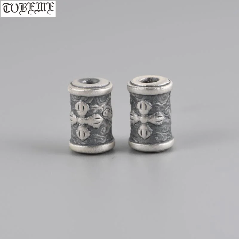 

3D 999 Silver Tibetan Beads Vintage 925 Sterling Vajra Dorje Beads Silver Buddhist Jewelry Beads