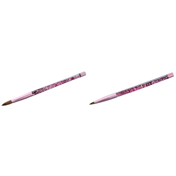 

2PC Pink Beauty Kolinsky Sable Acrylic Nail Brush with Liquid Flow Glitter Nail Art Brush for Nail Art Tools 16 & 12