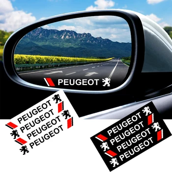 

4Pcs Car Rearview Mirror Sticker Door Handle Decal Sticker Car Decoration Car Styling for Peugeot 208 301 307 306 308 3008 Etc