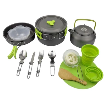 

Camping Cookware Kit Outdoor Cooking Set Water Kettle Pan Pot Travelling Hiking Picnic BBQ Tableware Equipment Tourism Tableware