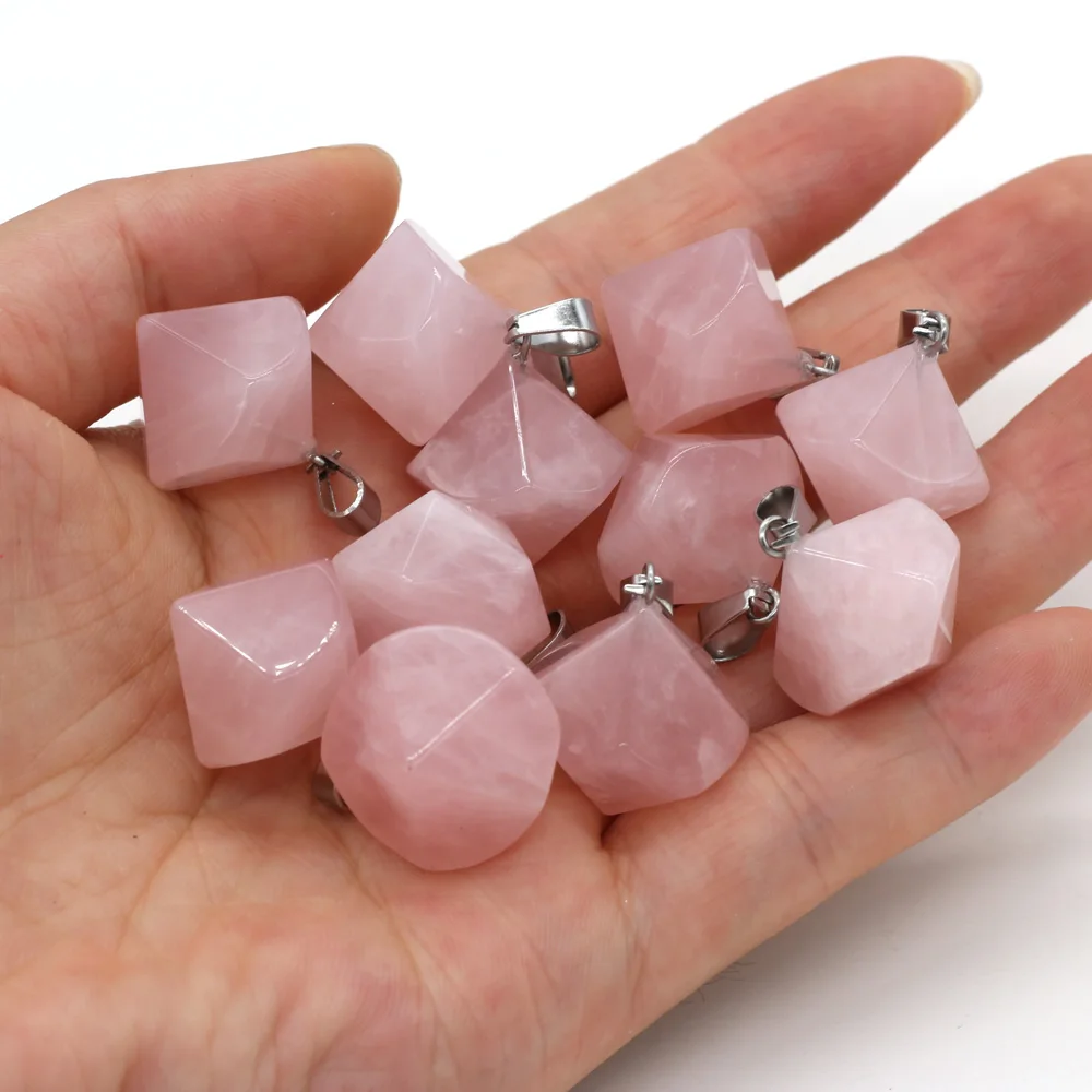 

1Pcs Natural Stone Pendant Section Polygon Pink Crystal Pendant For Jewelry Making DIY Necklace Bracelet Earrings Accessory