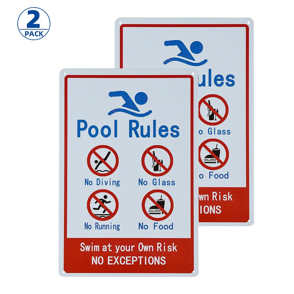 Paquete de 2 letreros para piscinas residenciales o comerciales, regla de  piscina comercial General|Placas y señales| - AliExpress