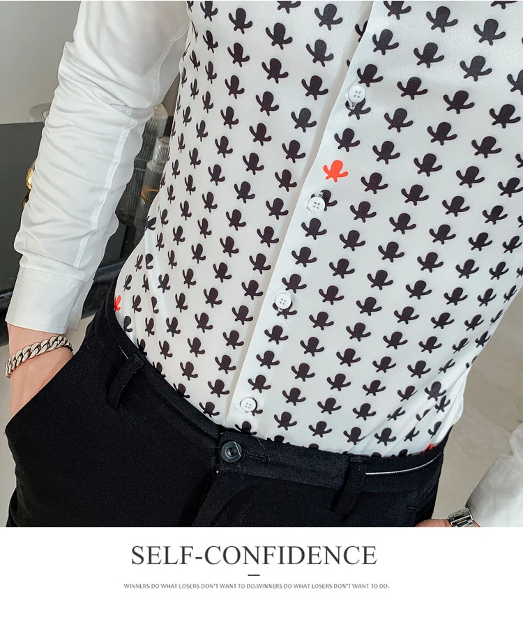 Camisa Hombre, осенняя мужская рубашка в британском стиле, мужская рубашка с длинным рукавом с индивидуальным принтом, тонкая мужская Роскошная Клубная рубашка-смокинг