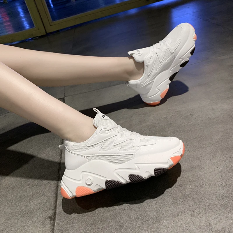 

Women Chunky Sneakers Platform 5cm Thick Sole Ladies Casual Vulcanize Shoes Web Celebrity Dad female fashion Sneakers Designer