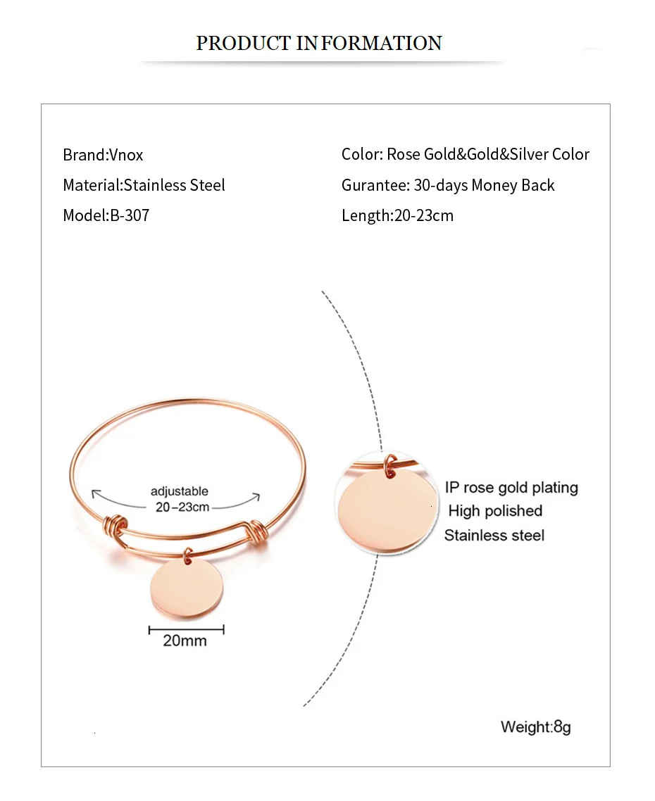 Vnox монета Шарм расходный браслет гравировка имя любовь нержавеющая сталь лучшая дружба персонализированный подарок