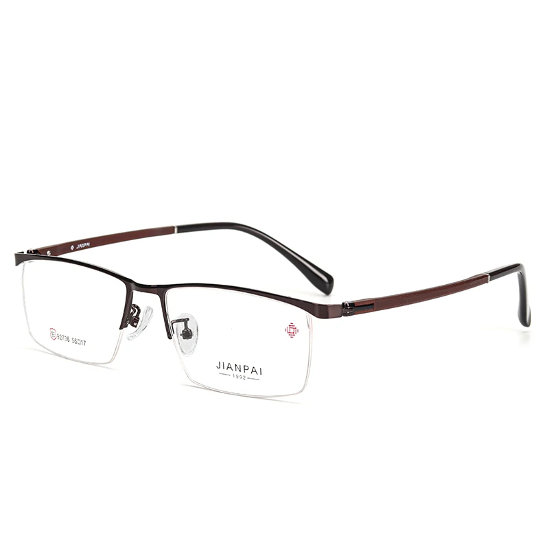 K05 Shiny brown Сплав, мужские оправы для очков, фирменный дизайн, близорукость, оптическая квадратная полуоправа, Корея, прозрачные оправы для очков по рецепту#92736 - Цвет оправы: K05 Shiny brown