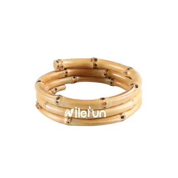 

Fashion novelty unisex men women's couple's three circles rings wide wooden bamboo root rattan bangle bracelet