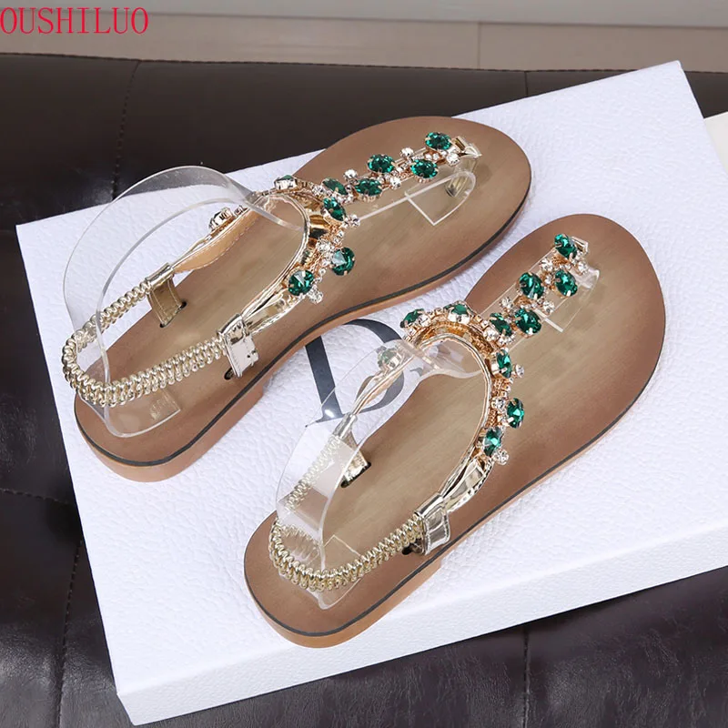 

2020 nuevas mujeres verano diamante Tanga sandalias playa brillante cristal Chanclas Zapatos Casual mujer zapatilla de correa d