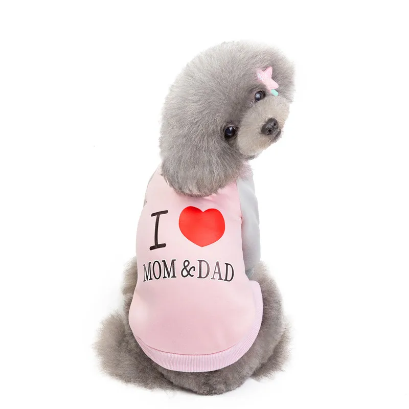 Толстовка с капюшоном Love Mom Dad Dog для отдыха осенне зимняя одежда собак пальто