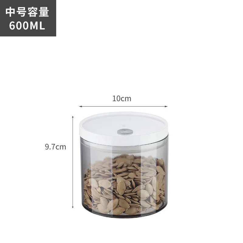 Sealed can storage box food storage jar plastic bottle grain dried goods transparent snack with lid plastic container - Цвет: 600ml