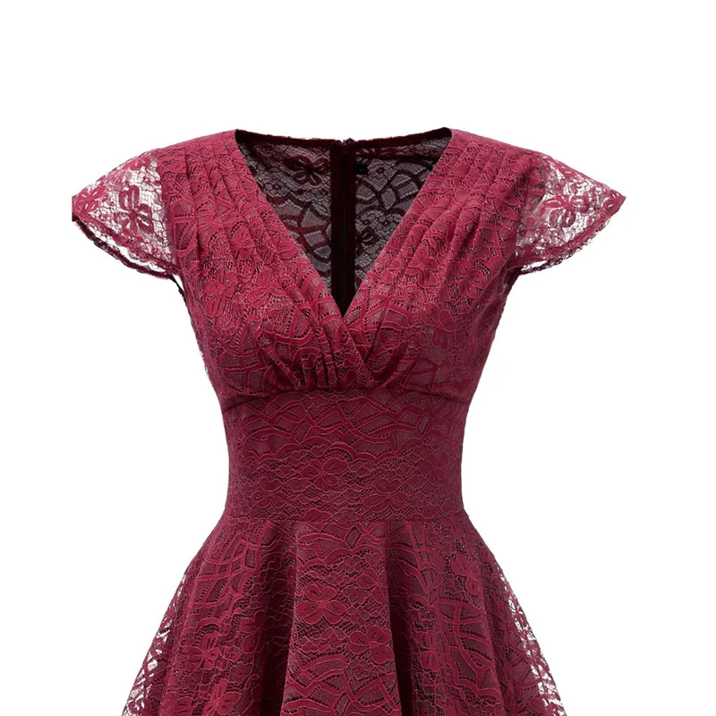 Elegant Lace V-neck Homecoming Dresses Sexy Cut-out Burgundy A-line Graduation Dresses Pink Navy Blue Draped Vestido Curto