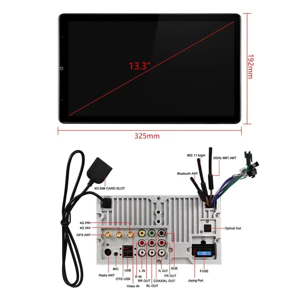 New Product 13.3 Inch Android 10 Car Radio Stereo 2 din Autoradio HD 1920*1080 6GB 128GB Head Unit Multimedia Carplay TOP SPECS