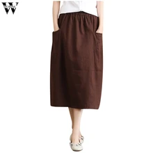 Женская юбка весна, Женская длинная винтажная юбка средней длины с цветочным принтом и эластичной резинкой на талии, Повседневные Вечерние юбки N20