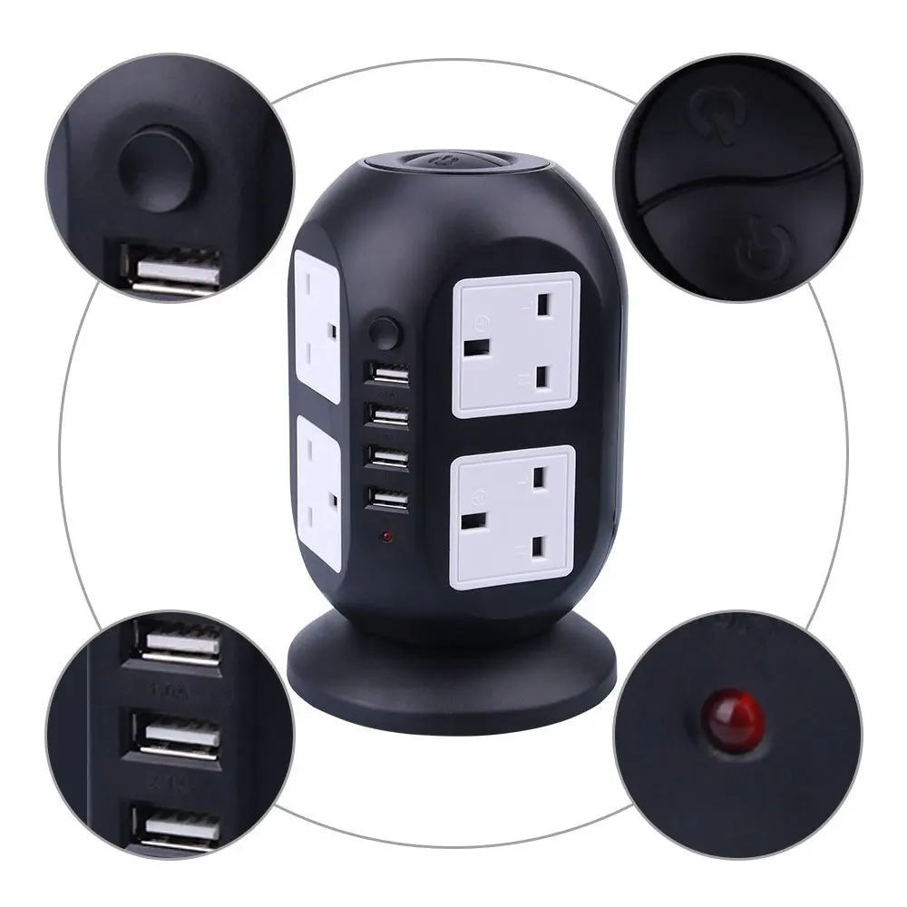 

Manufacturers Customizable Vertical Power Socket Second Layer with 4USB Flower Compasses Intelligent Socket with USB British Sta