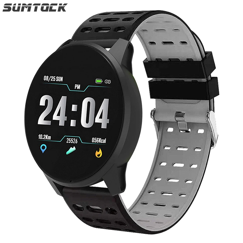 

SUMTOCK Smart Watch Men Android IOS IP67 Silicone Sports Watch Heart Rate Blood Bluetooth Information reminder Watch Strap