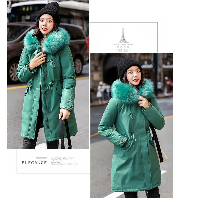 Women Oversize Long Coat Autumn Winter Warm Velvet Thicken Faux Fur Coats Parka Female Solid Big Pocket Jacket Outwear - Цвет: Green