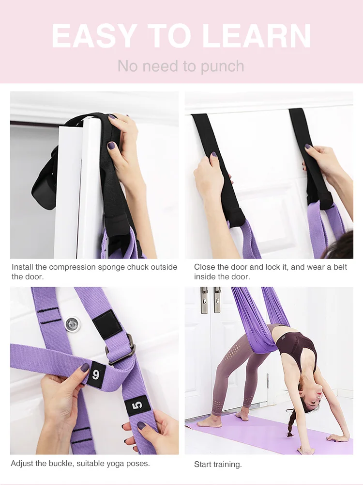 Aerial Yoga Strap Hammock Stretch Belt Leg Splits Adjustable Elastic Stretch Belt Rod Lower Waist Stretch Yoga Handstand Trainer