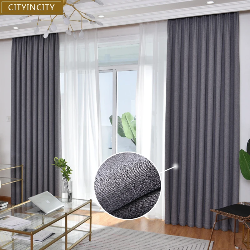 Cityincity Blackout Curtains For Living Room Modern Drapes Faux Linen Korean Style Window Curtain For Bedroom Customized Curtains Aliexpress