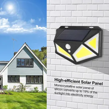 

LED Solar Light Outdoor PIR Motion Sensor 3 Modes Solar Power Wall Lamp Four-Sided Waterproof IP65 Garden Yard Lights 76/120 COB