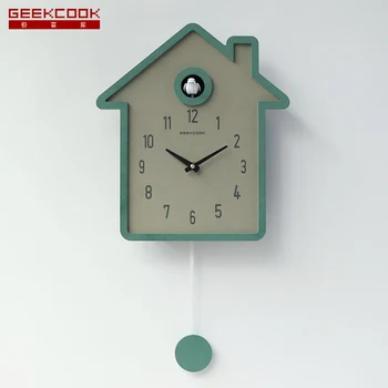 

Cuckoo Luxury Novelty Digital Wall Clock Square Silent Wooden Wall Clock Modern Orologio Da Tavolo Home Decorations AB50WC