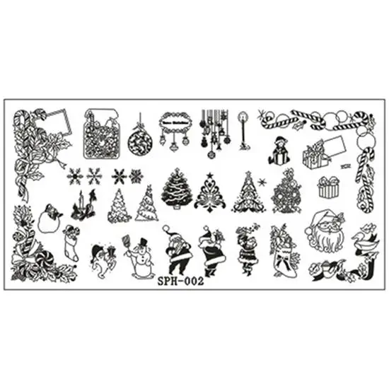 Nail Art Image Christmas Xmas Holiday Stamp Stamping Plate Manicure Template Stainless Steel Templates for Gel Polish | Красота и