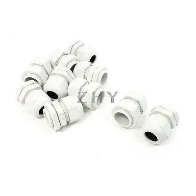 

White Plastic Waterproof Cable Gland Joint Connector PG16 10Pcs
