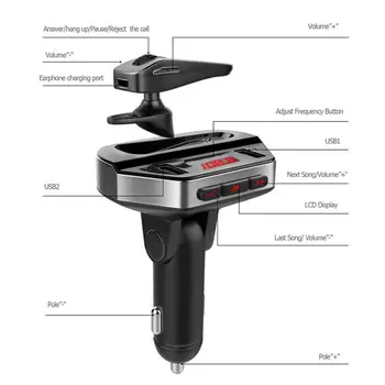 

3 In 1car Charger Bluetooth MP3 Player Wireless Bluetooth Headset Bluetooth Handsfree Calls PLL Locking Car Accessories