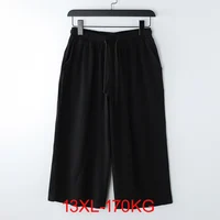 Cotton Linen Short Men Length Knee  8XL 9XL 13XL 170KG Large Size High Waist Shorts Male Long Men's Summer Breeches 1