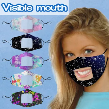 

Smile Communicator Face Mask with Clear Vinyl Visible Expression Lip Breathable Sunscreen Fashion Scarf Mask drop-shipping#3