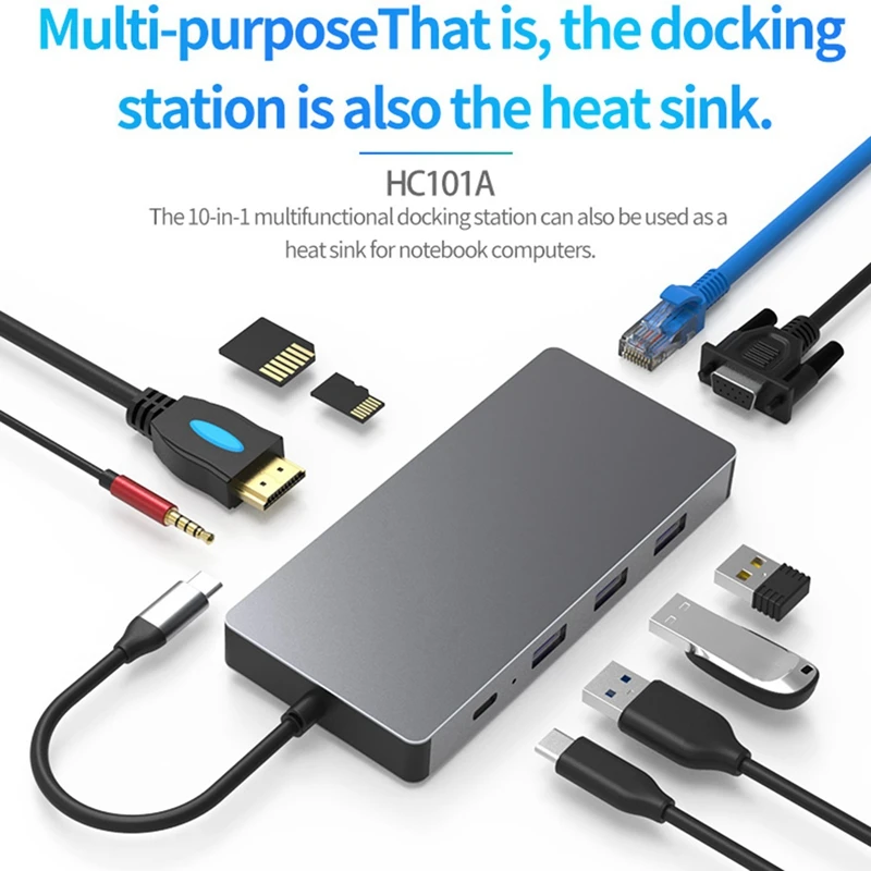 Blueendless 10 в 1 USB C концентратор мульти HDMI адаптер к USB 3,0 кард-ридер USB-C 3,1 Для MacBook Pro VGA LAN порт