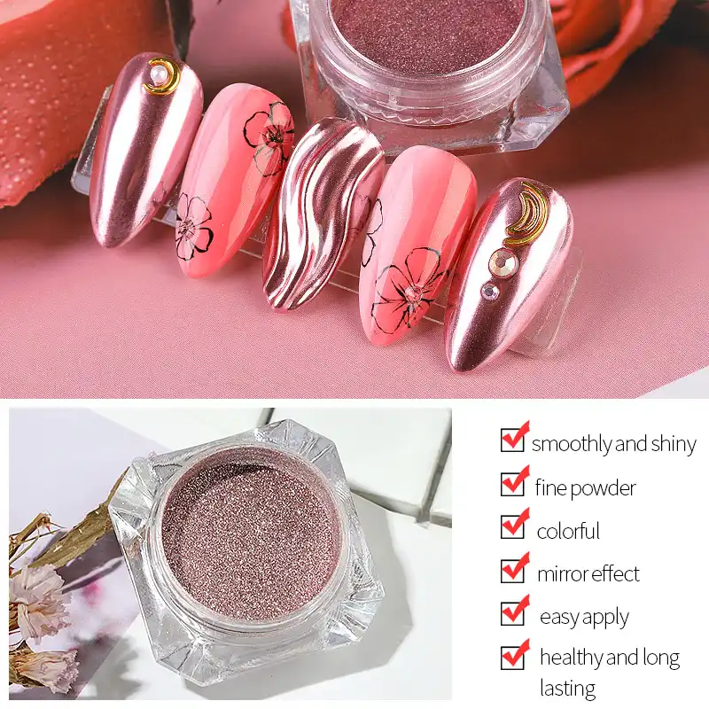 Golden Mirror Effect Nail Art Powder Glitter Long Lasting Rose Gold Nails Tips Powder Pigment Manicure Decoration Dust I045 Nail Glitter Aliexpress