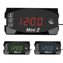 DC 6V-30V 3 In 1 dijital zaman saati + termometre + gerilim voltmetre LED ekran motosiklet IP67 su geçirmez test cihazı araba tekne için