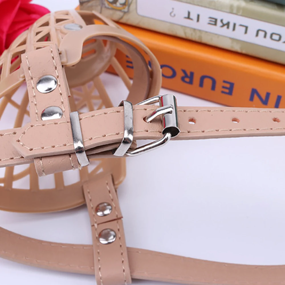 1Pc Adjustable Pet Dog Anti-Bite Anti-barking PU Leather Plastic Basket Muzzle Cage Mouth Mesh Cover Dog Muzzle Pet Products